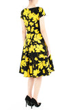 Fleur Freesia Flare Tea Dress - Yellow
