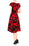 Fleur Freesia Flare Tea Dress - Scarlet