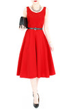 Flowy Fantasy Flare Midi Dress - Lipstick Red