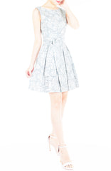 Fluttering Romance Flare Dress with Wide Belt - Dove Grey