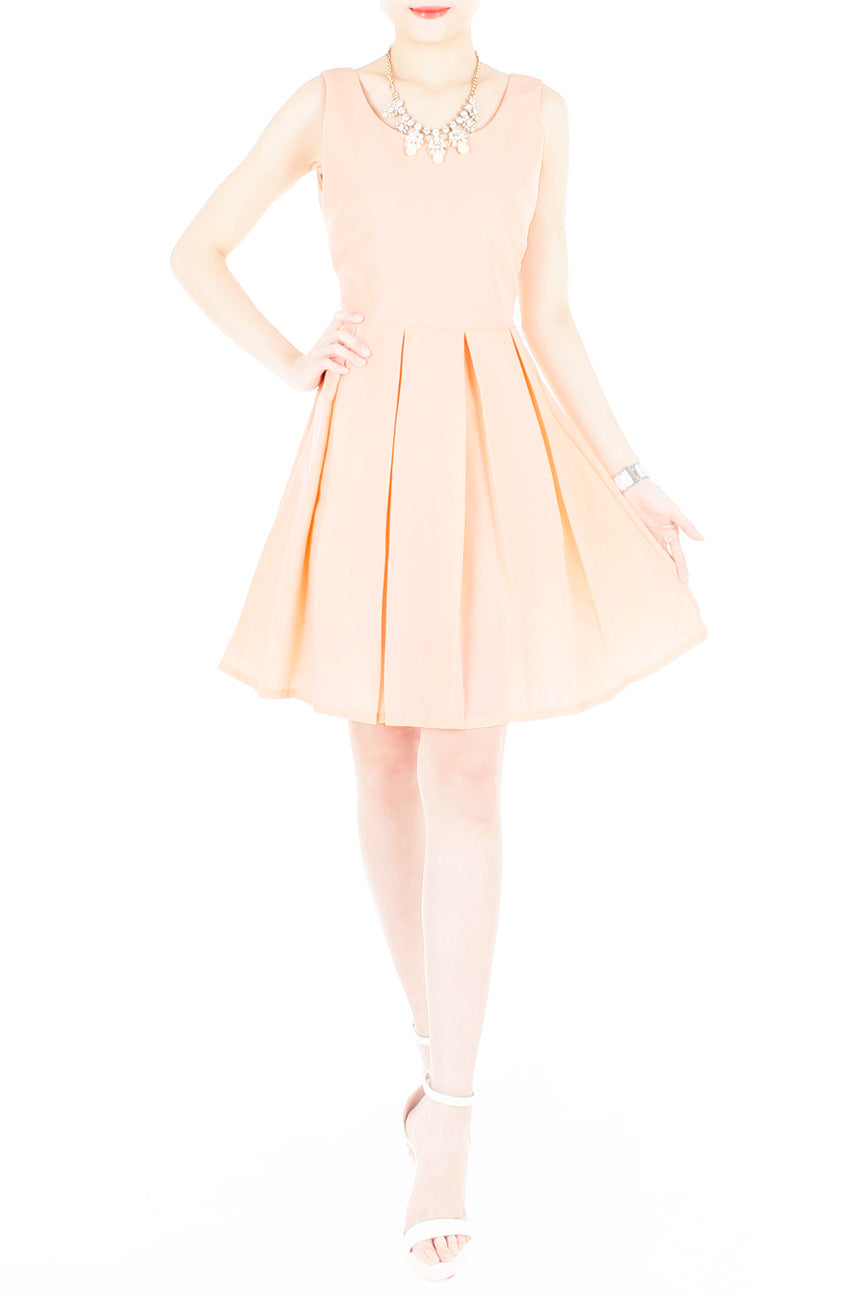 Forever Fanciful Flare Dress with Bow Back - Peach
