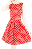 Four Leaf Clover Charm Flare Dress - Red