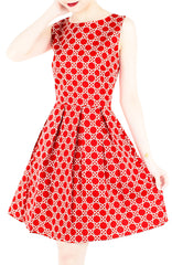 Four Leaf Clover Charm Flare Dress - Red