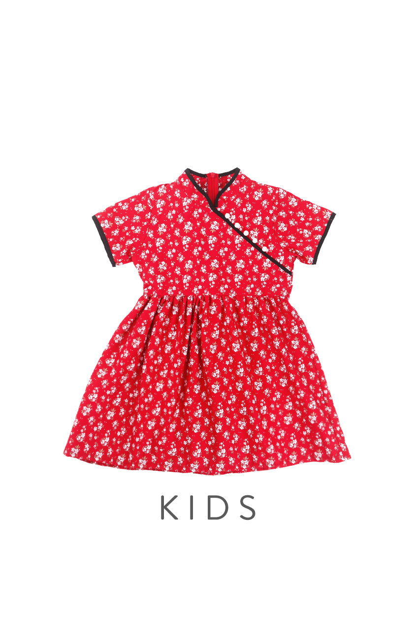 GIRLS Blossoming Affluence Cheongsam with Pearl Buttons