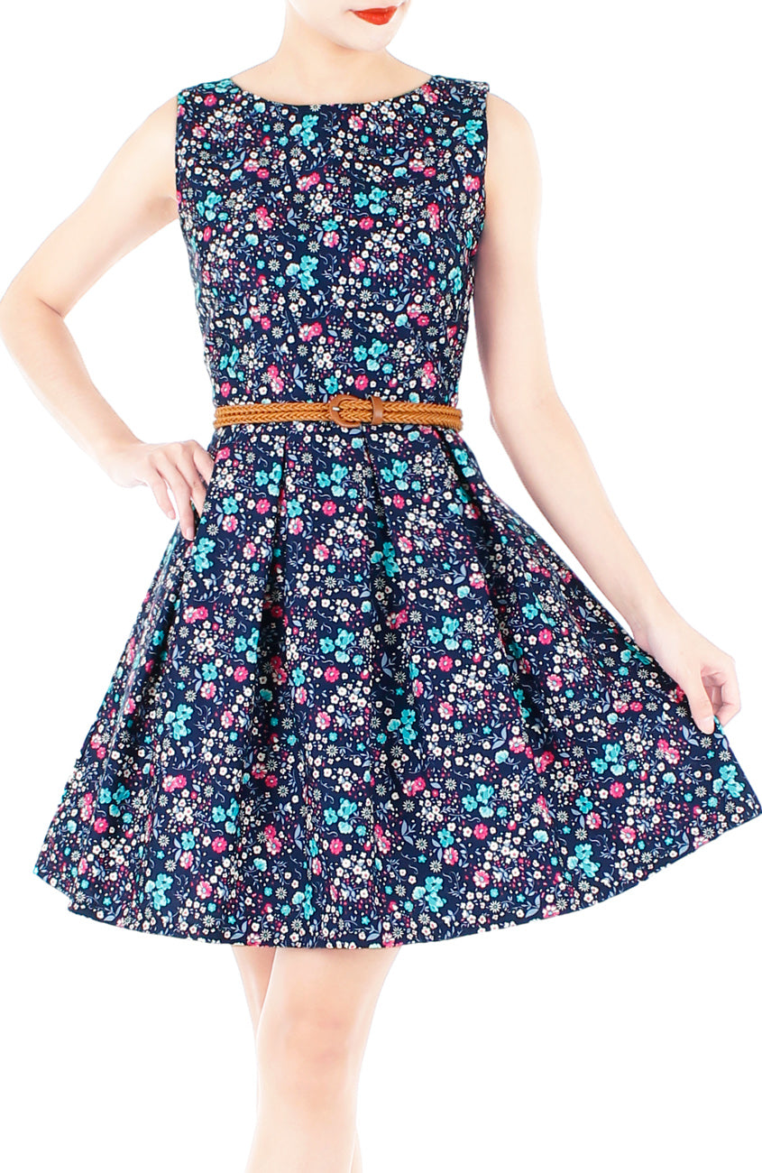 Garden-fresh Geraniums Flare Dress