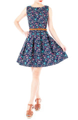 Garden-fresh Geraniums Flare Dress