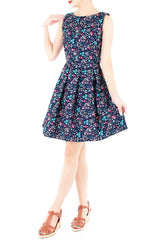 Garden-fresh Geraniums Flare Dress