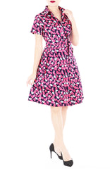 Glamourous Gingko Leaf Anna Shirtdress - Pink