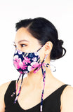 Glorious Geranium Pure Cotton Face Mask with Head Ties