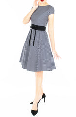 Graceful Gingham Flare Tea Dress