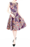 Hana Akira Flare Midi Dress in Mulberry