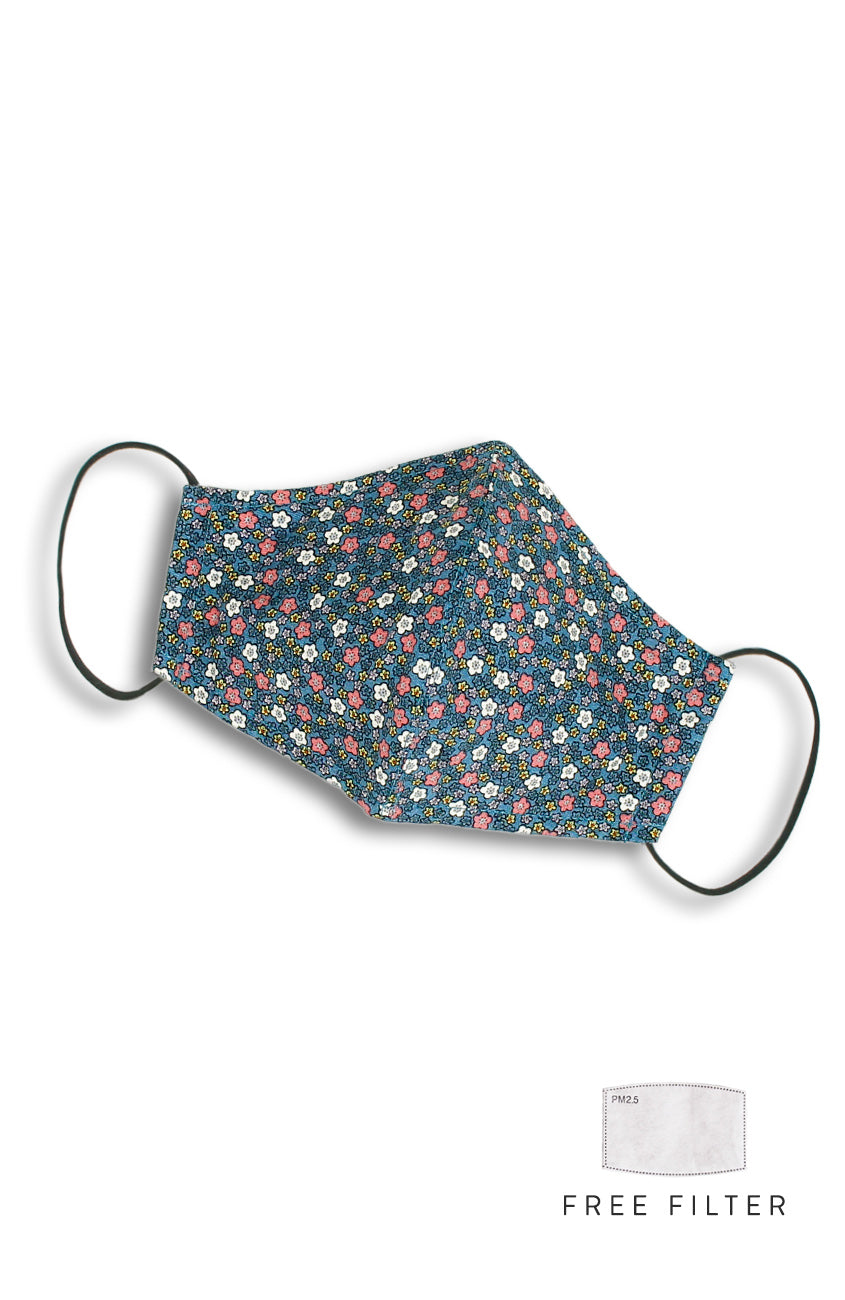 Hanami Sakura Pure Cotton Face Mask - Lake Blue