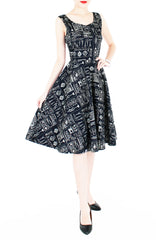 Heritage Parisian Tailleur Flare Midi Dress - Dark Blue