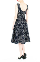 Heritage Parisian Tailleur Flare Midi Dress - Dark Blue