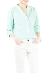 Informal Approach Pinstripe Blouse - Pastel Green