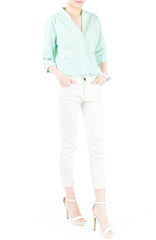 Informal Approach Pinstripe Blouse - Pastel Green