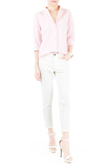 Informal Approach Pinstripe Blouse - Pastel Pink