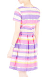 Infused in Watercolour Flare Dress with Short Sleeves - Purple