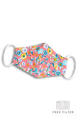 Island Escapade Pure Cotton Face Mask - Coral