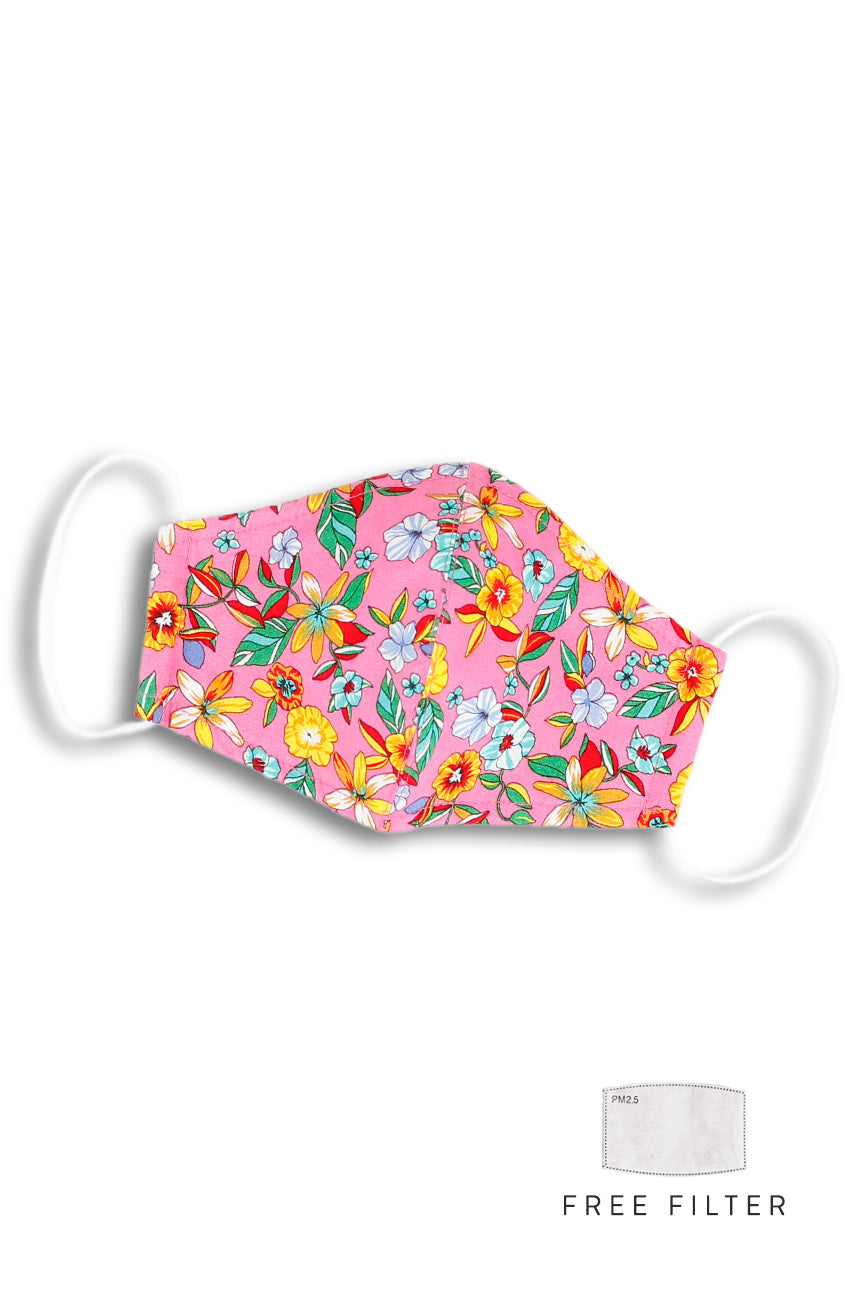 Island Escapade Pure Cotton Face Mask - Flamingo Pink