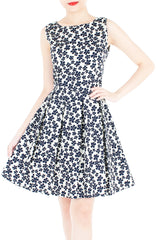 Japanese Anemone Flare Dress - White
