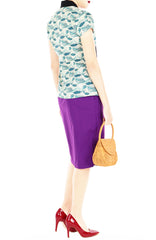 Japanese Ekiyo-e Waves Mei Kebaya Dress with Obi Belt