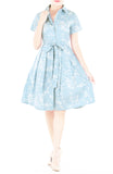 Japanese Plum Blossoms Anna Shirtdress - Sky Blue