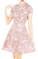Japanese Plum Blossoms Cheongsam - Crepe Pink