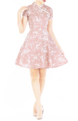 Japanese Plum Blossoms Cheongsam - Crepe Pink