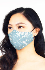 Japanese Plum Blossoms Pure Cotton Face Mask - Sky Blue