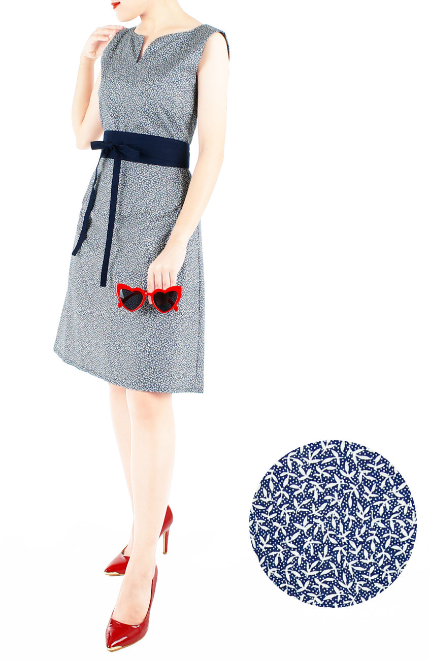 Japanese Shida Ferns Stella Dress - Midnight Blue