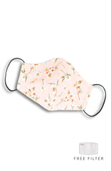 Japanese White Poppies Pure Cotton Face Mask - Crepe Pink