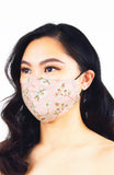 Japanese White Poppies Pure Cotton Face Mask - Crepe Pink