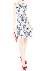 Japanese Plum Blossoms A-Line Button Down Dress - Winter White