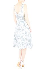 Japanese Plum Blossoms Flare Midi Dress - Winter White