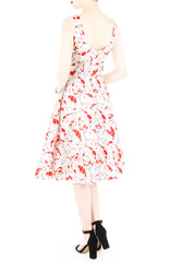 Artful Prosperity Koi Flare Midi Dress - White