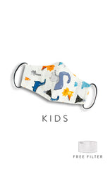 KIDS Dinosaur Kingdom Pure Cotton Face Mask - Chalk