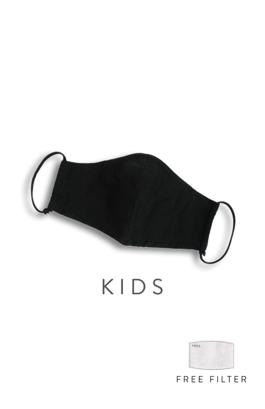 KIDS Essential Pure Cotton Face Mask in Noir Black