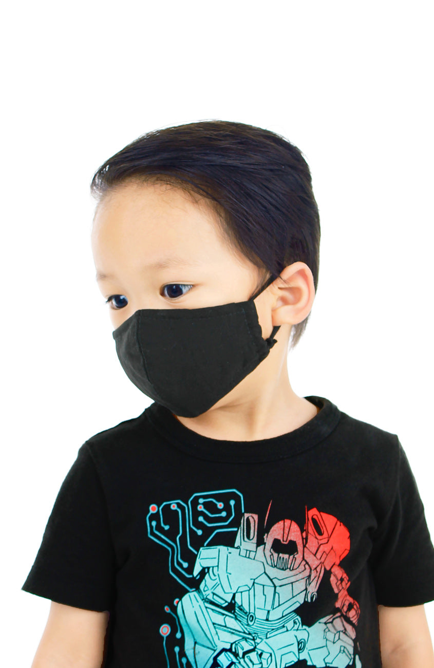 KIDS Essential Pure Cotton Face Mask in Noir Black