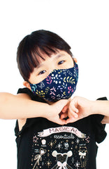 KIDS Ferns Illustrated Pure Cotton Face Mask - Midnight Blue