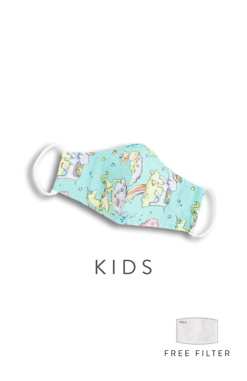KIDS Magical Wonderland Pure Cotton Face Mask - Mint