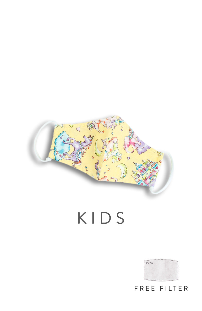 KIDS Magical Wonderland Pure Cotton Face Mask - Sunshine Yellow