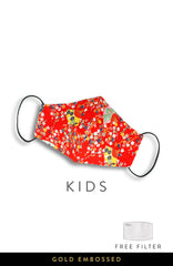 KIDS Magnificent Sakura Pure Cotton Face Mask in Red