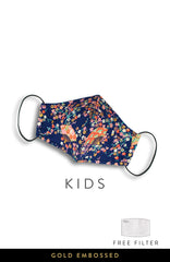 KIDS Magnificent Sakura Pure Cotton Face Mask in Symphony Blue