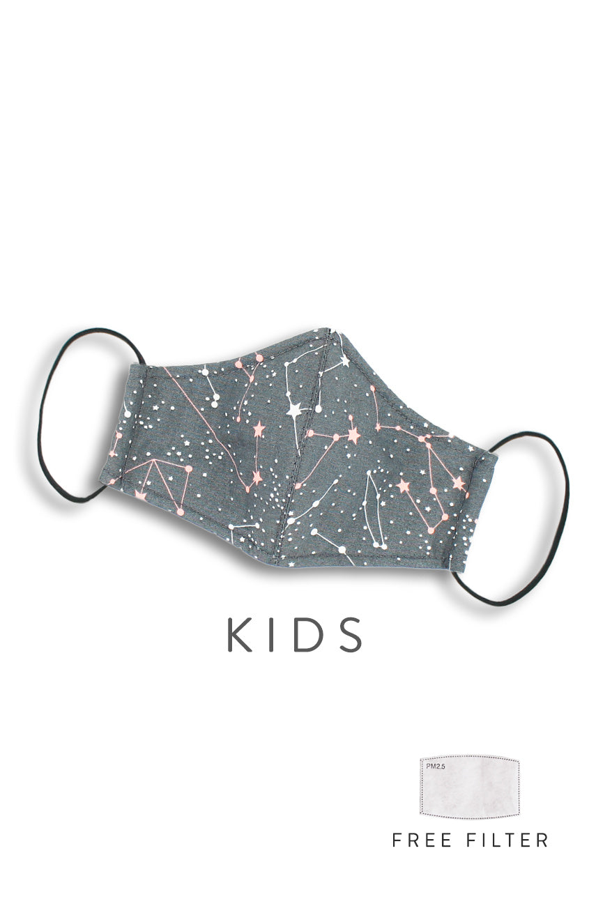 KIDS Moonlight Galaxy Pure Cotton Face Mask - Silver Pink