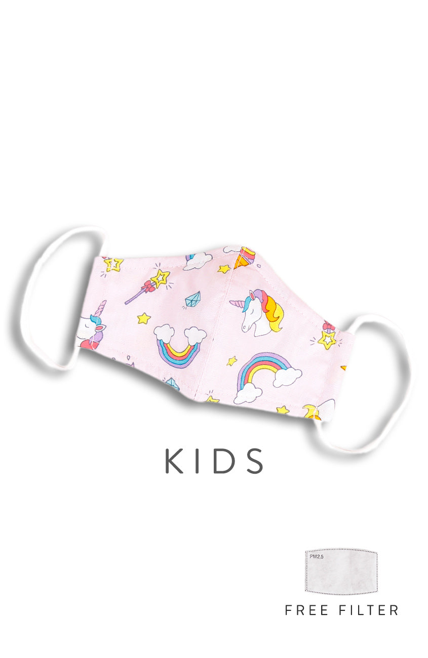 KIDS Rainbow Dreams Pure Cotton Face Mask - Lilac