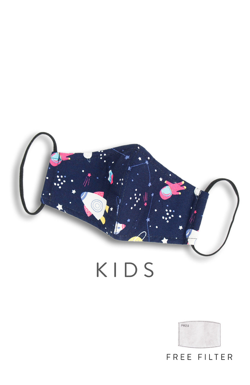 KIDS Space Explorer Pure Cotton Face Mask - Navy