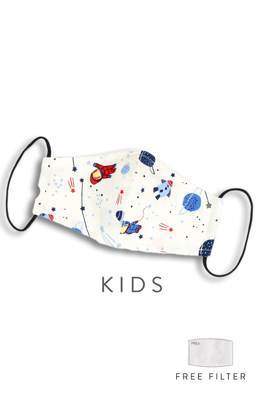 KIDS Space Explorer Pure Cotton Face Mask - Off White
