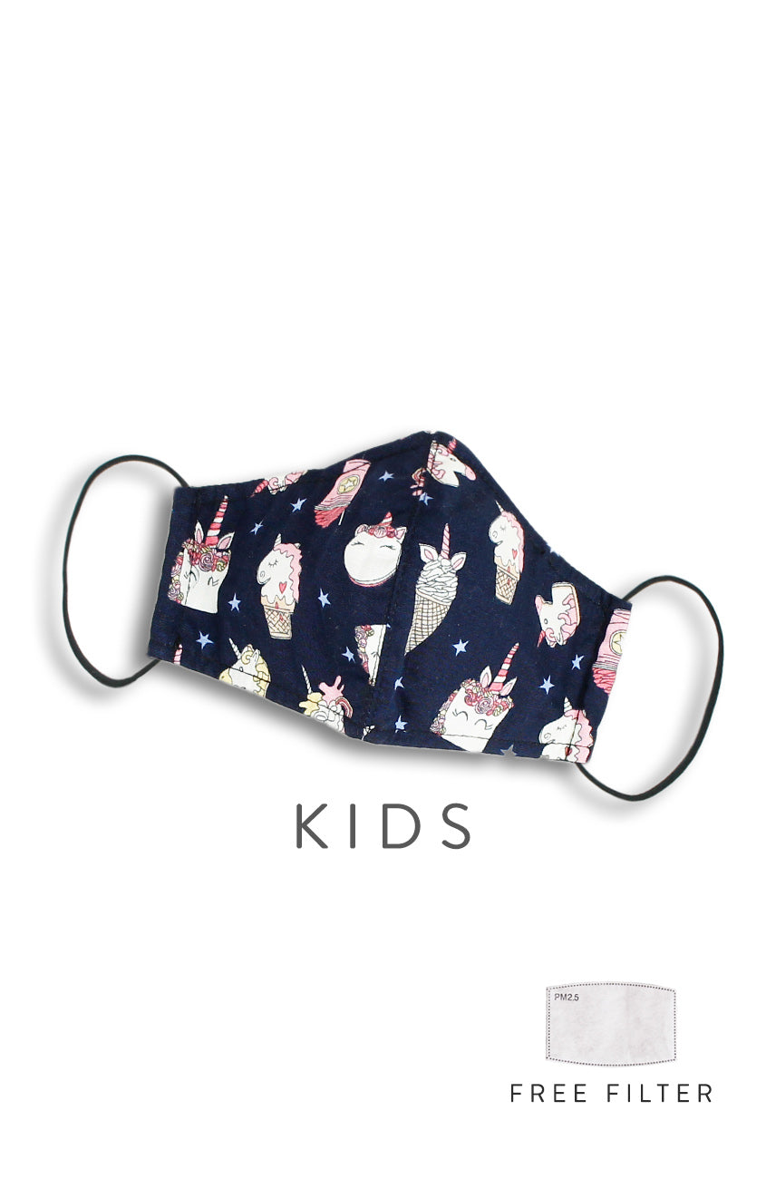KIDS Unicorn Desserterie Pure Cotton Face Mask - Blueberries