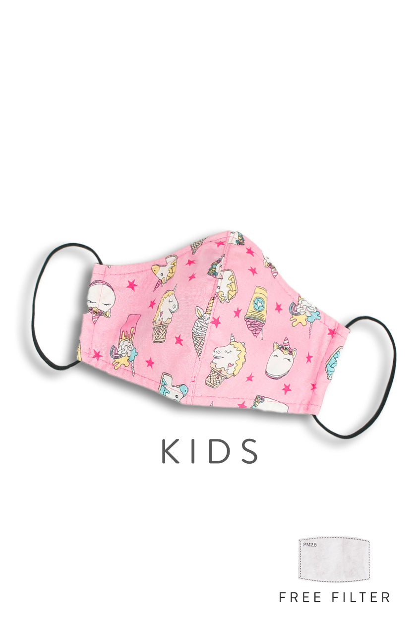 KIDS Unicorn Desserterie Pure Cotton Face Mask – Rose Apple